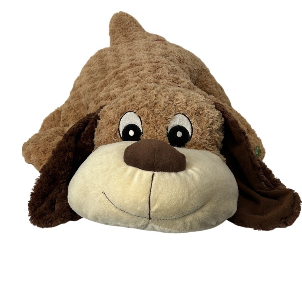 Pound Puppies Chance Large Plush Dog Brown Tan‎ Rose Swirl Fur Squeaker 2013 NWT